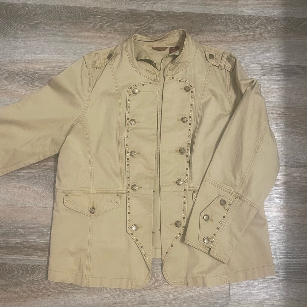 Zana-Di Jeans Beige Military Style Jacket Y2K deadstock